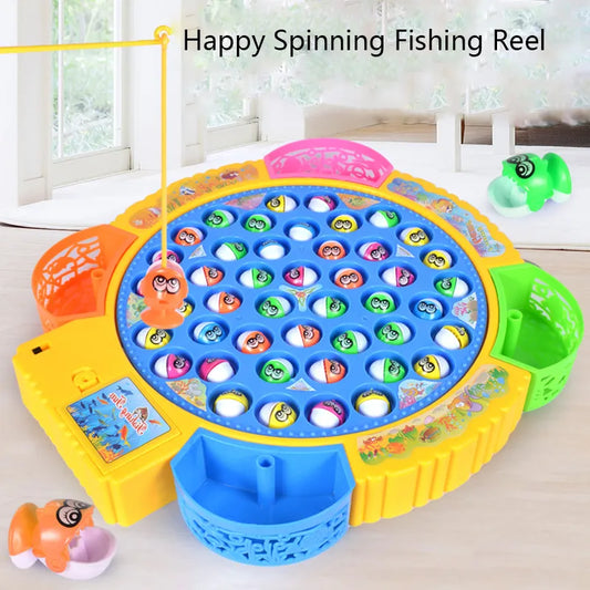 New Kids Fishing Toys Electric Rotating Fishing Play Game Musical Fish Plate Set Magnetic Outdoor Sports Toys for Children Gifts