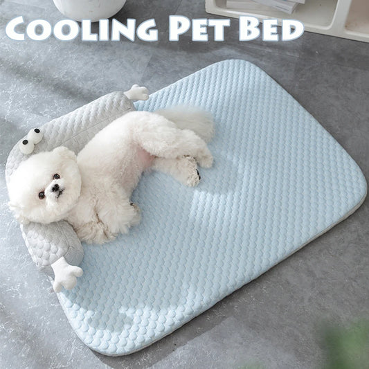 Thickened Dog Mat, Rectangle Dog Cool Bed Mat, Memory Sponge Dog Nest Cushion Pad With Pillow Design